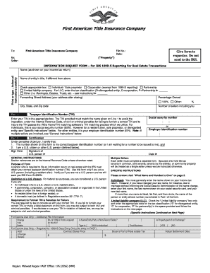 IRS 1099-S Information Request Form