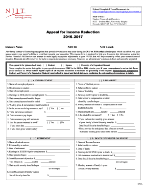Appeal for Income Reduction Form