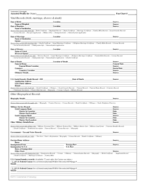 Genealogy Ancestral Profile Form
