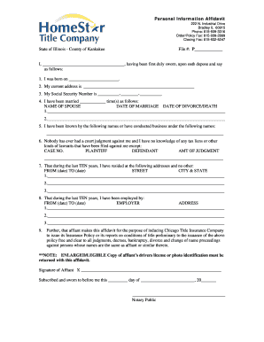 Personal Information Affidavit
