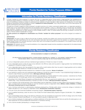 Florida Resident for Tuition Purposes Affidavit