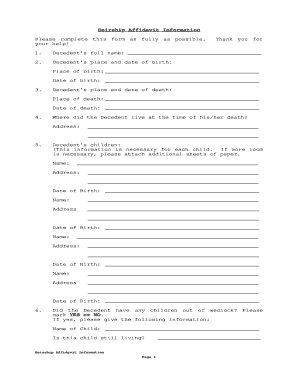 Heirship Affidavit Form