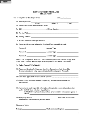 Identity Theft Affidavit