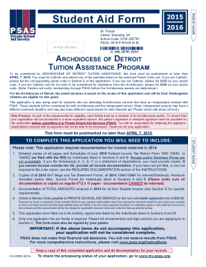 Archdiocese of Detroit Tuition Assistance Form