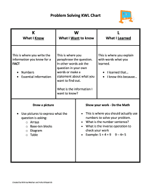 Problem Solving KWL Chart