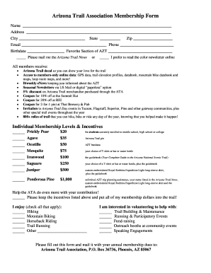 Arizona Trail Association Membership Form
