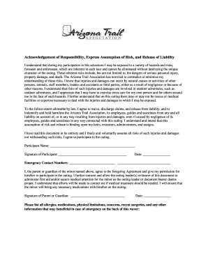 Arizona Trail Association Release of Liability