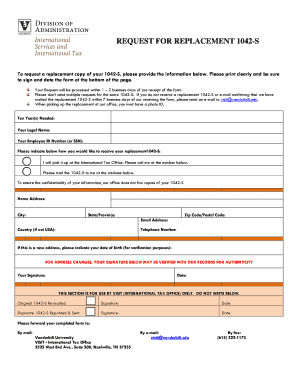 Request for Replacement 1042-S Form