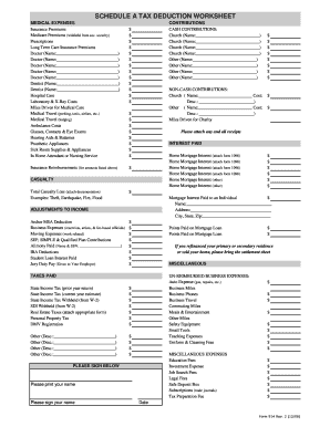 Schedule A Tax Deduction Worksheet