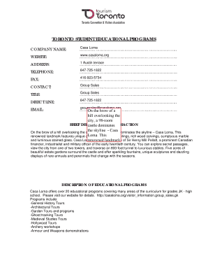 Toronto Student Educational Program Application