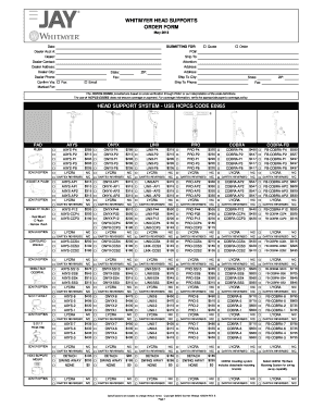 Head Support Order Form