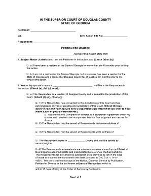Georgia Divorce Petition Form