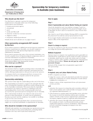Australia Temporary Residence Sponsorship Form 55