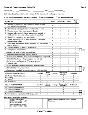 Vanderbilt Parent Assessment Follow-Up