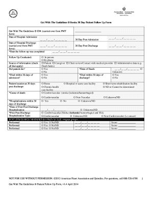 Get With The Guidelines Stroke 30 Day Patient Follow Up Form