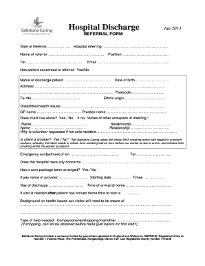 Hospital Discharge Referral Form