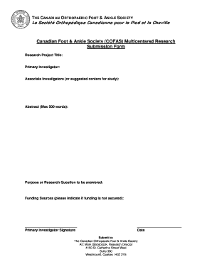 Canadian Foot Ankle Society COFAS Research Proposal Form - coa-aco