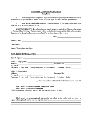 Fillable Online FINANCIAL AFFIDAVIT WORKSHEET Fax Email Print - pdfFiller