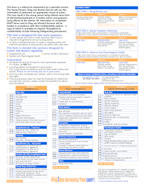 Drug and Alcohol Use Screening Form