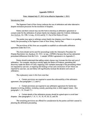 New Jersey Family Law Arbitration Agreement