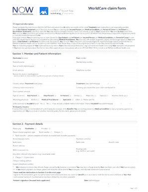 WorldCare Health Insurance Claim Form