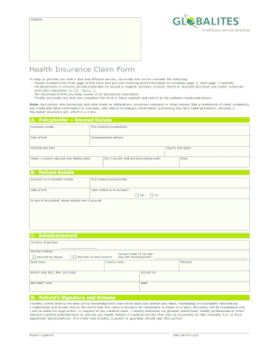 Globalite Health Insurance Claim Form