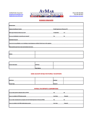 Business Tax Organizer