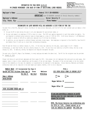 W-2 Wages Worksheet for Agricultural Employees