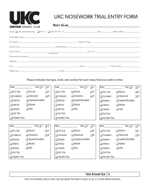 UKC Nosework Trial Entry Form