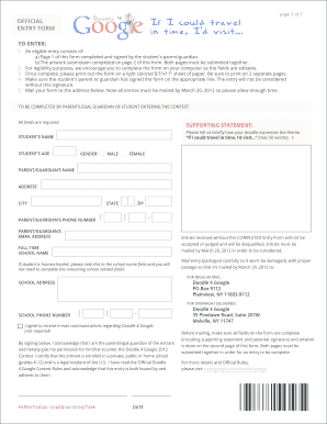 Doodle 4 Google Entry Form