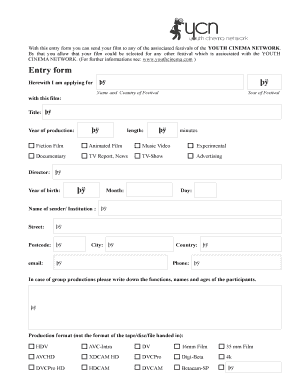 Youth Cinema Network Film Entry Form