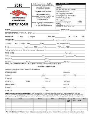 Canadian Eventing Entry Form