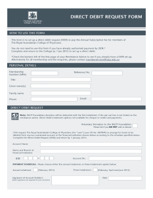 Direct Debit Request Form