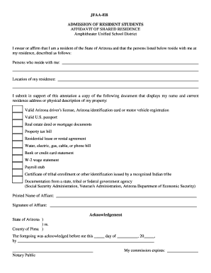Arizona Resident Student Affidavit