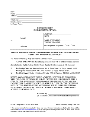 Motion to Modify Child Custody, Visitation, and/or Child Support