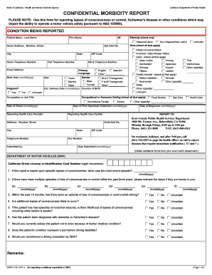 California Confidential Morbidity Report