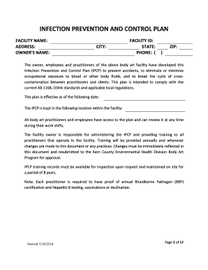 Infection Prevention and Control Plan