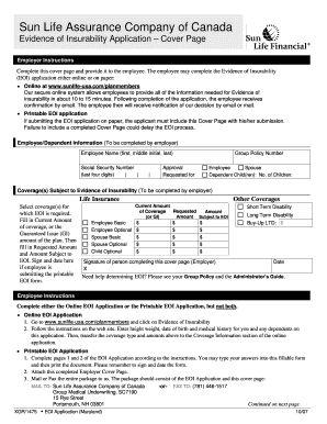 Evidence of Insurability Application
