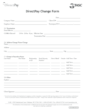 DirectPay Change Form