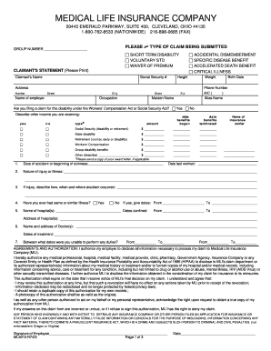 Medical Life Insurance Claim Form
