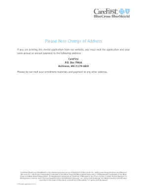 CareFirst Maryland Dental Application