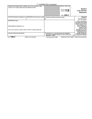 2013 Loan Interest Statement Form 1098-E