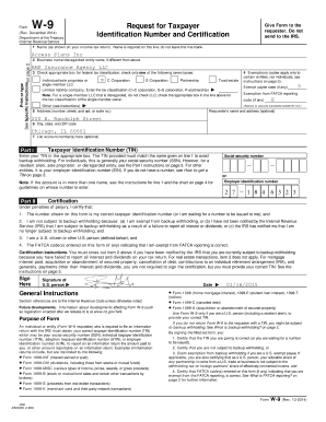 IRS Form W-9 Request for Taxpayer Identification Number and Certification
