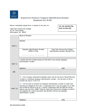 Student Taxpayer Identification Form
