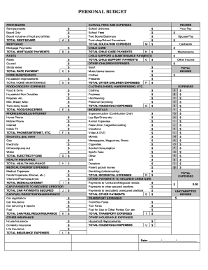 Personal Budget Template