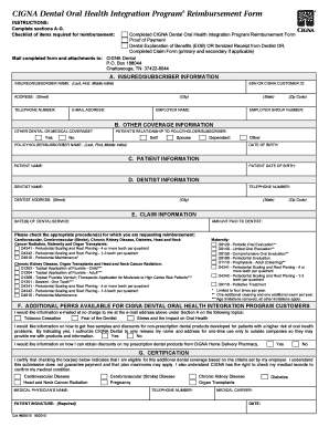 CIGNA Dental Oral Health Integration Program Reimbursement Form