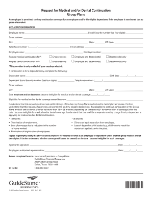 Request for Medical and/or Dental Continuation