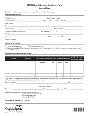 Cigna Dental Coverage Enrollment Form