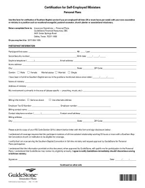 Certification for Self-Employed Ministers