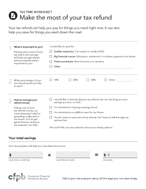 Tax Refund Savings Worksheet